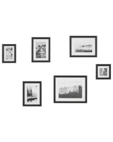 Set of 6 Framed Photos Black Various Sizes Modern Passpartout Wall Decor Gallery Hooks Beliani