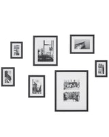 Set of 7 Framed Photos Black Various Sizes Modern Passpartout Wall Decor Gallery Hooks Beliani