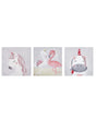 Set of 3 Art Prints Grey and Pink Polyester Canvas 30 x 30 cm Mounting Hooks Kids Room Beliani