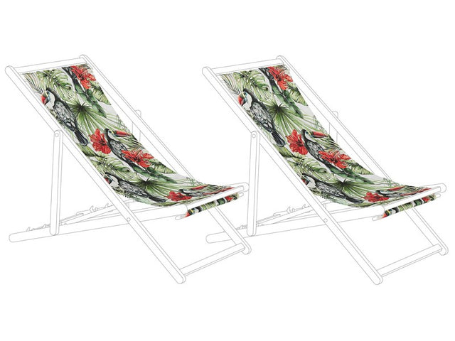 Set of 2 Sun Lounger Replacement Fabrics Toucan Pattern Polyester Sling Hammock Beliani