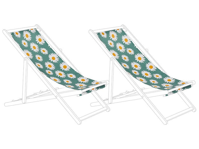 Set of 2 Sun Lounger Replacement Fabrics Chamomile Pattern Polyester Sling Hammock Beliani