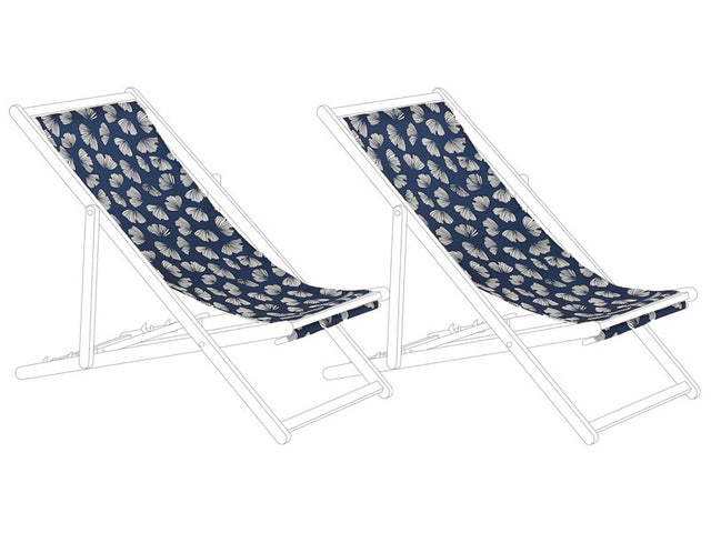 Set of 2 Sun Lounger Replacement Fabrics Floral Pattern Polyester Sling Hammock Beliani