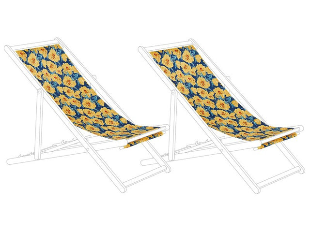 Set of 2 Sun Lounger Replacement Fabrics Floral Pattern Polyester Sling Hammock Beliani