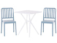 Bistro Set Blue and White Plastic 2 Chairs 1 Table Modern Rust Water Resistant Garden Balcony Furniture Beliani