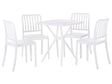 Garden Dining Set White Plastic 4 Seater Square Table Stackable Chairs Weatherproof  Beliani