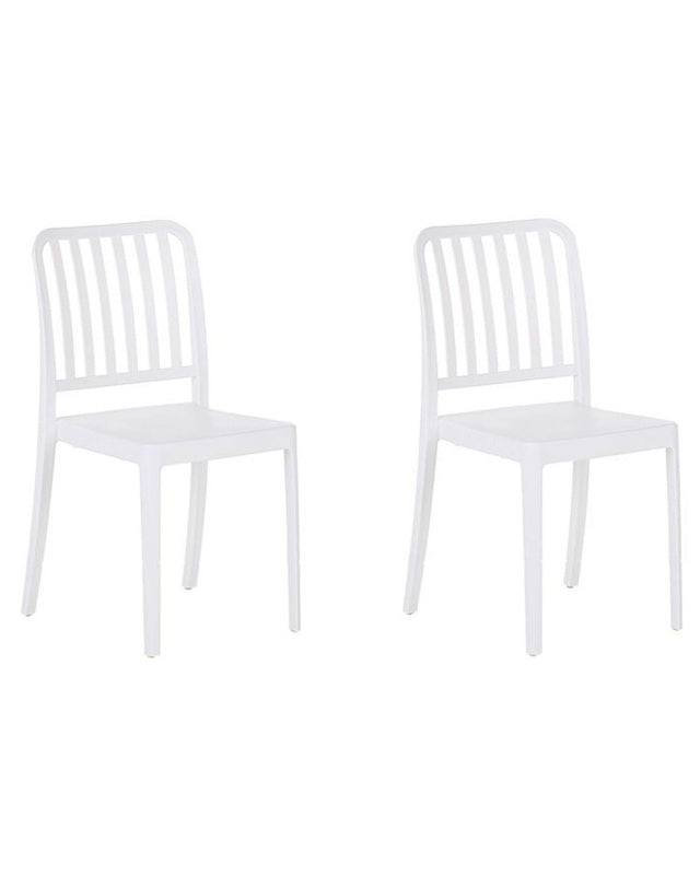 Set of 2 Garden Chairs White Plastic Stackable Lightweight Indoor Outdoor Weather Resistant  Beliani