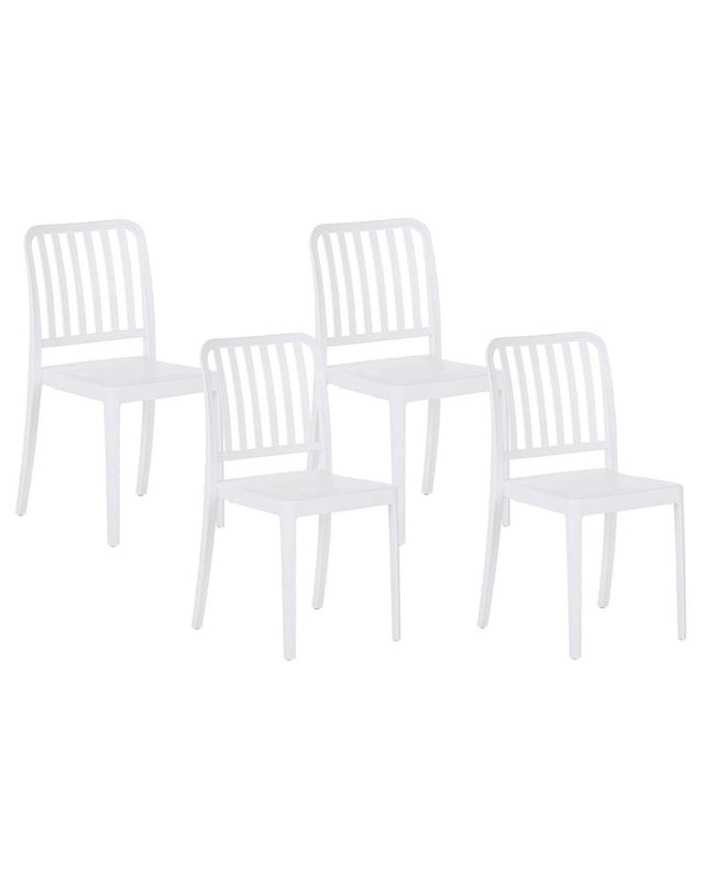 Set of 4 Garden Chairs White Plastic Stackable Lightweight Indoor Outdoor Weather Resistant  Beliani