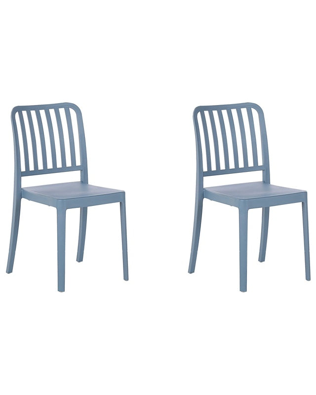 Set of 2 Garden Chairs Blue Plastic Stackable Lightweight Indoor Outdoor Weather Resistant  Beliani