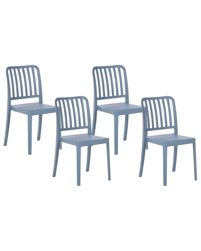 Set of 4 Garden Chairs Blue Plastic Stackable Lightweight Indoor Outdoor Weather Resistant  Beliani