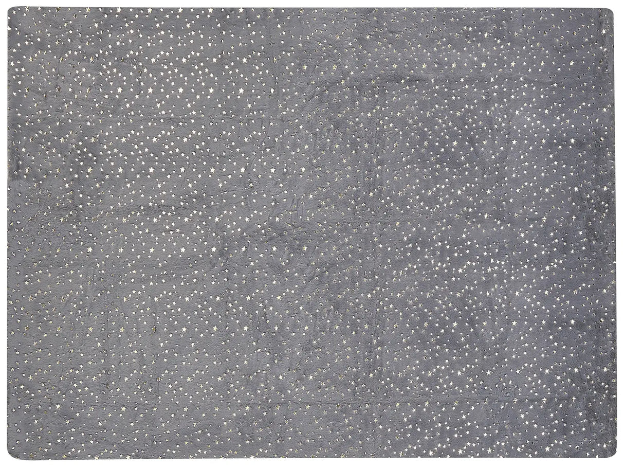 Blanket Grey Polyester 130 x 180 cm Bedspread Throw Golden Star Pattern Living Room Bedroom Beliani
