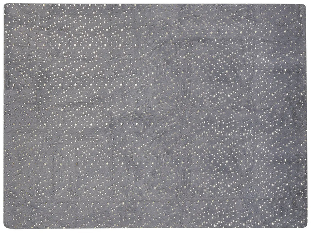 Blanket Grey Polyester 150 x 200 cm Bedspread Throw Golden Star Pattern Living Room Bedroom Beliani