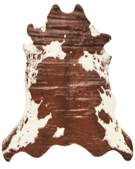 Area Rug Brown and White Faux Cowhide Leather 130 x 170 cm Irregular Modern Rustic Beliani