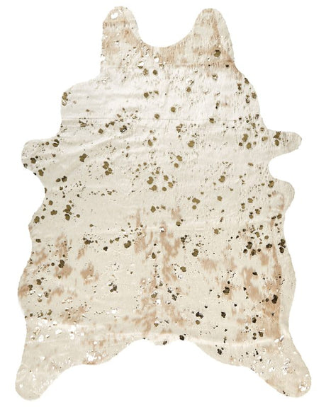 Area Rug Beige with Gold Faux Cowhide Leather 150 x 200 cm with Spots Irregular Modern Rustic Beliani