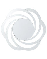 Wall Mirror Silver Glass MDF Cyclone Flower Shaped Sunburst Modern Living Room Bedroom Beliani