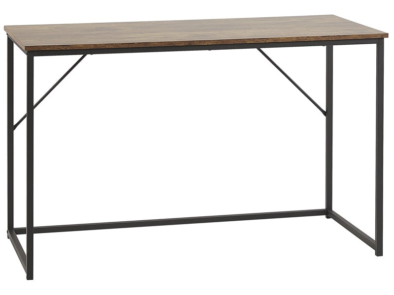 Home Office Desk Dark Wood and Black Metal Frame 120 x 55 cm Industrial Style  Beliani