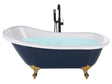 Bath Blue and Gold Sanitary Acrylic 150 x 77 cm Freestanding Clawfoot Tub Traditional Retro Design Beliani