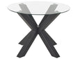 Dining Table black metal base glass top  100 cm Round Modern Beliani