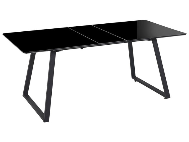 Extending Dining Table Black Metal Legs 150/180 x 90 cm Traditional Mechanism Modern Design Beliani