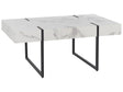 Coffee Table White with Black MDF Metal 100 x 60 cm Marble Effect Tabletop Legs Rectangular Modern Style Beliani