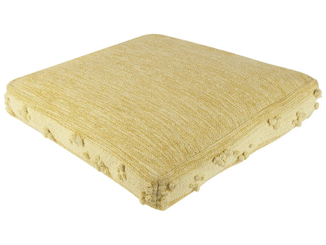 Floor Cushion Yellow Cotton 60 x 60 x 12 cm Pouffe Ottoman Decorative Accent Piece Boho Style Beliani