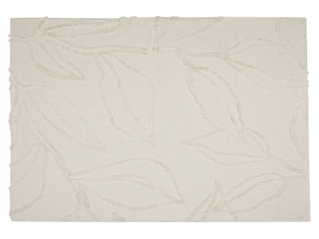 Blanket Beige Cotton 130 x 160 cm Embossed Floral Pattern Knitted Throw Boho Style Living Room Bedroom Accent Piece Beliani