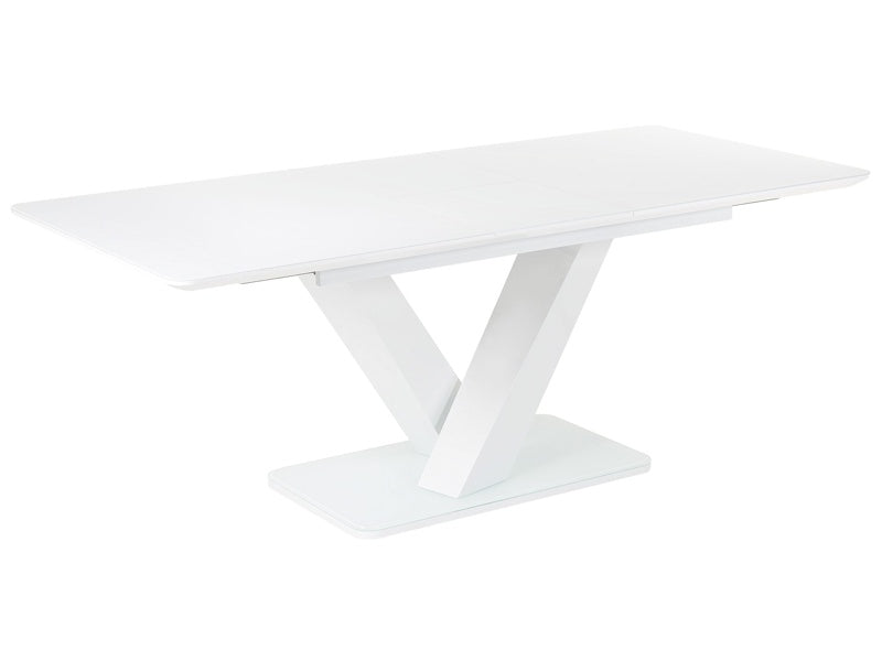 Extending Dining Table White Glass Top MDF 160/200 x 90 cm Modern Design Rectangular  Beliani