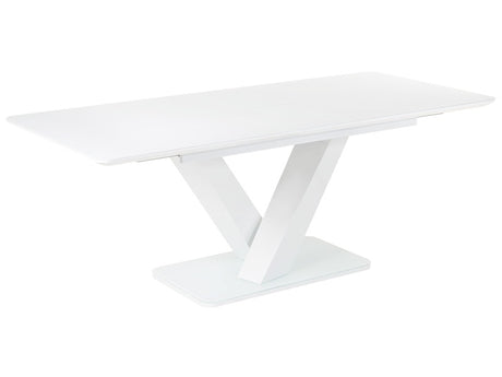 Extending Dining Table White Glass Top MDF 160/200 x 90 cm Modern Design Rectangular  Beliani