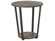 Side Table Dark Wood with Black MDF Metal Legs 50 cm Industrial Round Living Room Shelf Beliani