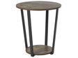 Side Table Dark Wood with Black MDF Metal Legs 50 cm Industrial Round Living Room Shelf Beliani