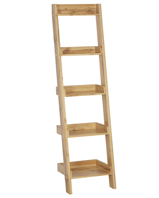 4-Tier Ladder Bookcase Light Wood Book Shelf Display Beliani