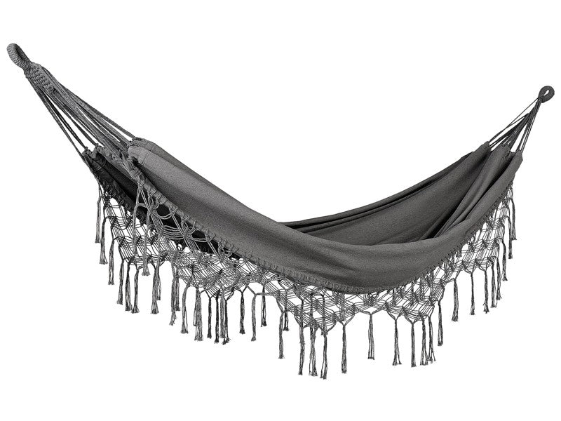 Garden Hammock Grey Cotton and Polyester Swing Seat Indoor Outdoor Boho Style Beliani