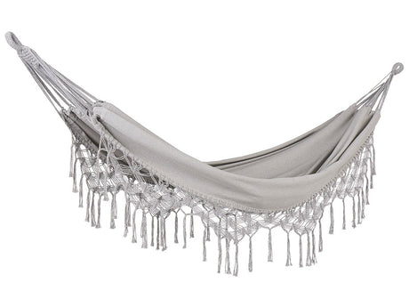 Garden Hammock Light Grey Cotton and Polyester Swing Seat Indoor Outdoor Boho Style Beliani