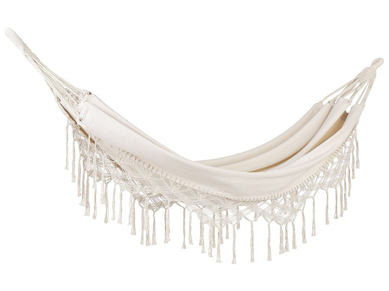 Garden Hammock Beige Cotton and Polyester Swing Seat Indoor Outdoor Boho Style Beliani