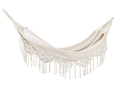 Garden Hammock Beige Cotton and Polyester Swing Seat Indoor Outdoor Boho Style Beliani