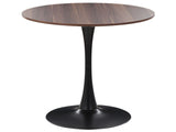 Dining Table Dark Brown with Black MDF Top Metal Base  90 cm Industrial Round Kitchen Table Beliani