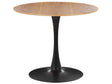 Dining Table Light Wood with Black MDF Top Metal Base  90 cm Industrial Round Kitchen Table Beliani