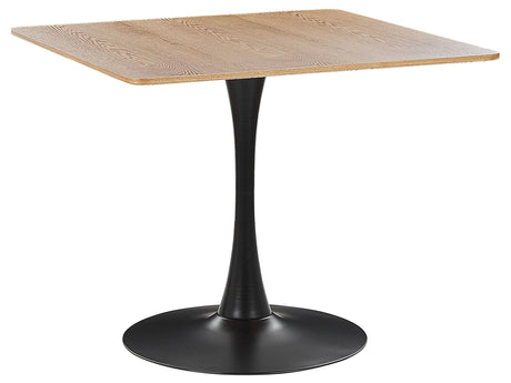 Dining Table Light Wood with Black MDF Top Metal Base 90 x 90 cm Industrial Square Kitchen Table  Beliani