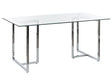 Dining Table Silver Tempered Glass Top Rectangular 160 x 90 cm 6 Person Capacity Modern Design Beliani