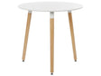 Dining Table Round White MDF Table Top  80 cm Light Brown Beech Wood Legs With Protective Caps Minimalist Scandinavian Dining Room Beliani