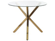 Dining Table Gold Tempered Glass Top Round  90 cm 4 Person Capacity Modern Design Beliani