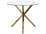 Dining Table Gold Tempered Glass Top Round  90 cm 4 Person Capacity Modern Design Beliani