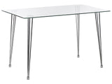 Dining Table Silver Tempered Glass Top Rectangular 120 x 70 cm 4 Person Capacity Modern Design Beliani