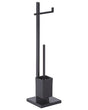 Toilet Paper and Brush Stand Black Steel Freestanding Glossy Chrome Finish Modern Bathroom Accessories  Beliani