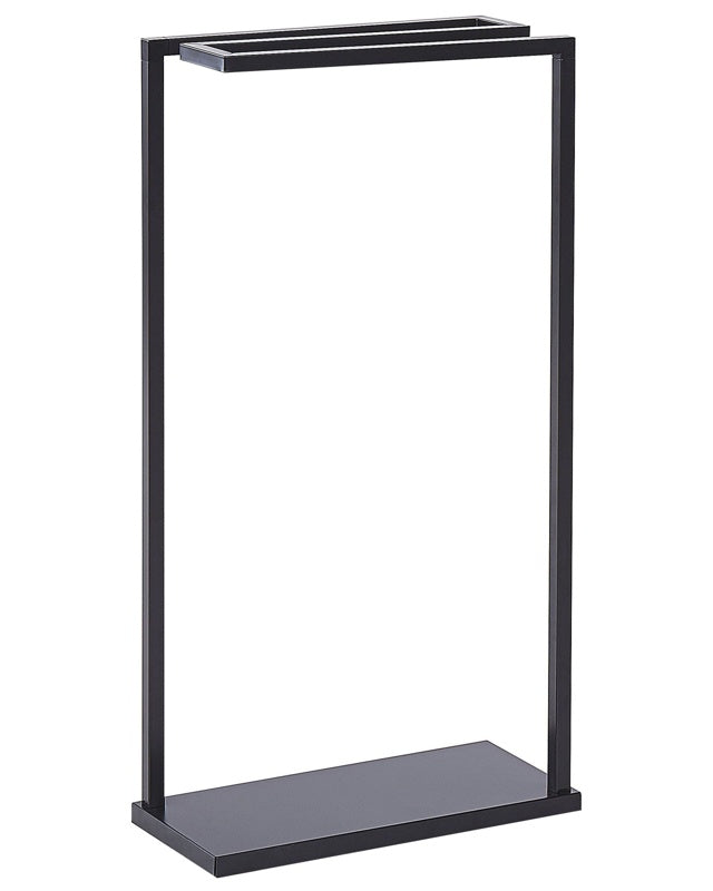 Towel Stand Black Steel Matt Powder Coated 3 Rails Standing Towel Rack Modern Bathroom Accessories Beliani