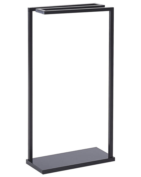 Towel Stand Black Steel Matt Powder Coated 3 Rails Standing Towel Rack Modern Bathroom Accessories Beliani