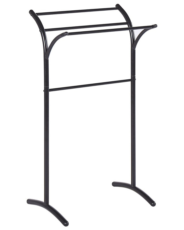 Towel Stand Black Steel Matt Powder Coated 3 Rails Standing Towel Rack Modern Bathroom Accessories Beliani