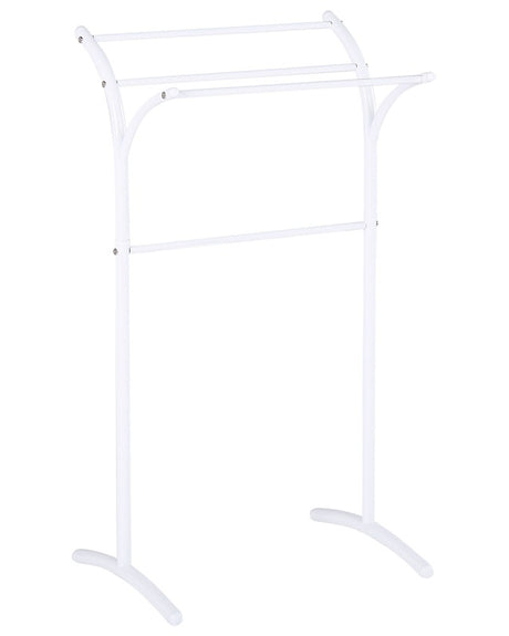 Towel Stand White Steel Powder Coated 3 Rails Standing Towel Rack Modern Bathroom Accessories Beliani