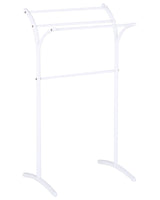 Towel Stand White Steel Powder Coated 3 Rails Standing Towel Rack Modern Bathroom Accessories Beliani