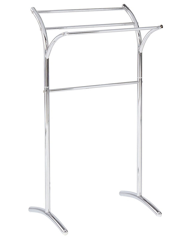 Towel Stand Silver Steel Glossy 3 Rails Standing Towel Rack Modern Bathroom Accessories Beliani