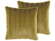 Set of 2 Throw Cushions Green Polyester 45 x 45 cm Glam Embossed Zipper Furry Living Room Bedroom Beliani